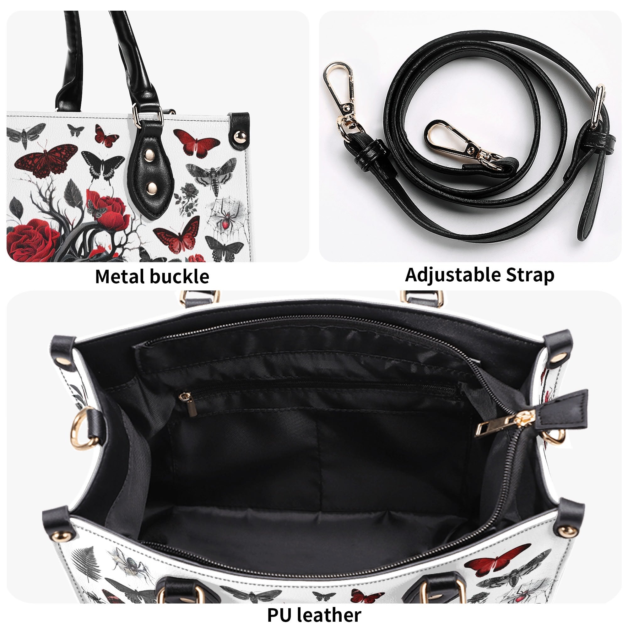 Gothic Botanical vegan leather handbag