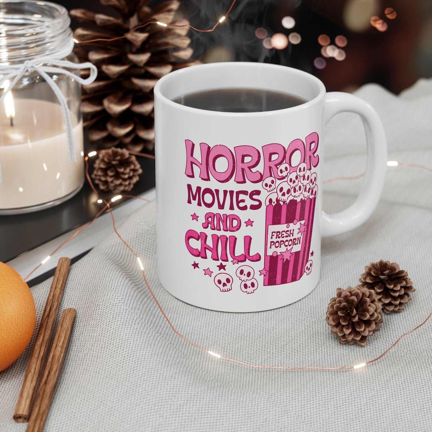 Horror movies and chill Mug, pastel goth