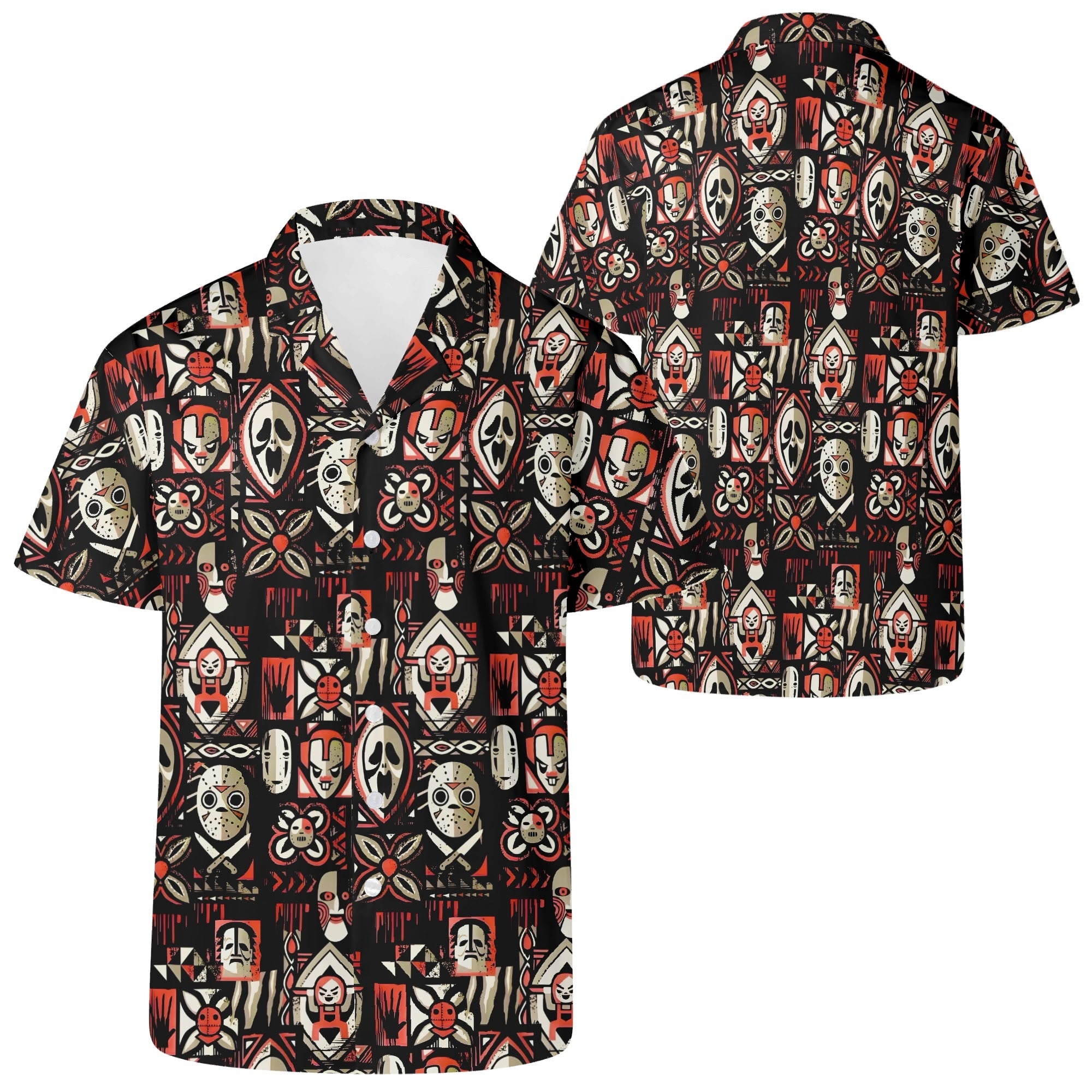 Tiki Horror Movies Mens Casual Hawaiian Shirt, up to 6XL