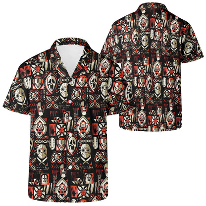 Tiki Horror Movies Mens Casual Hawaiian Shirt, up to 6XL