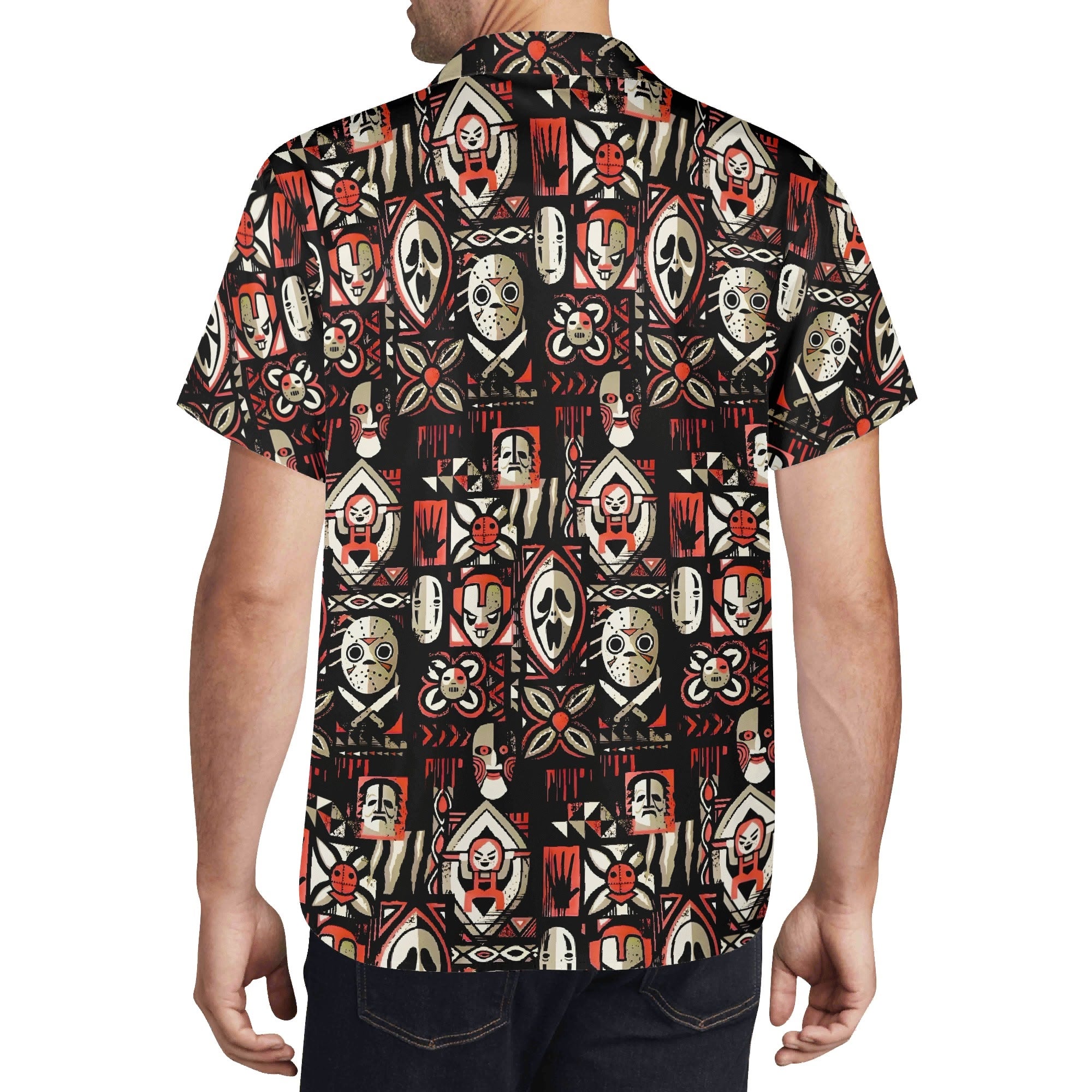 Tiki Horror Movies Mens Casual Hawaiian Shirt, up to 6XL