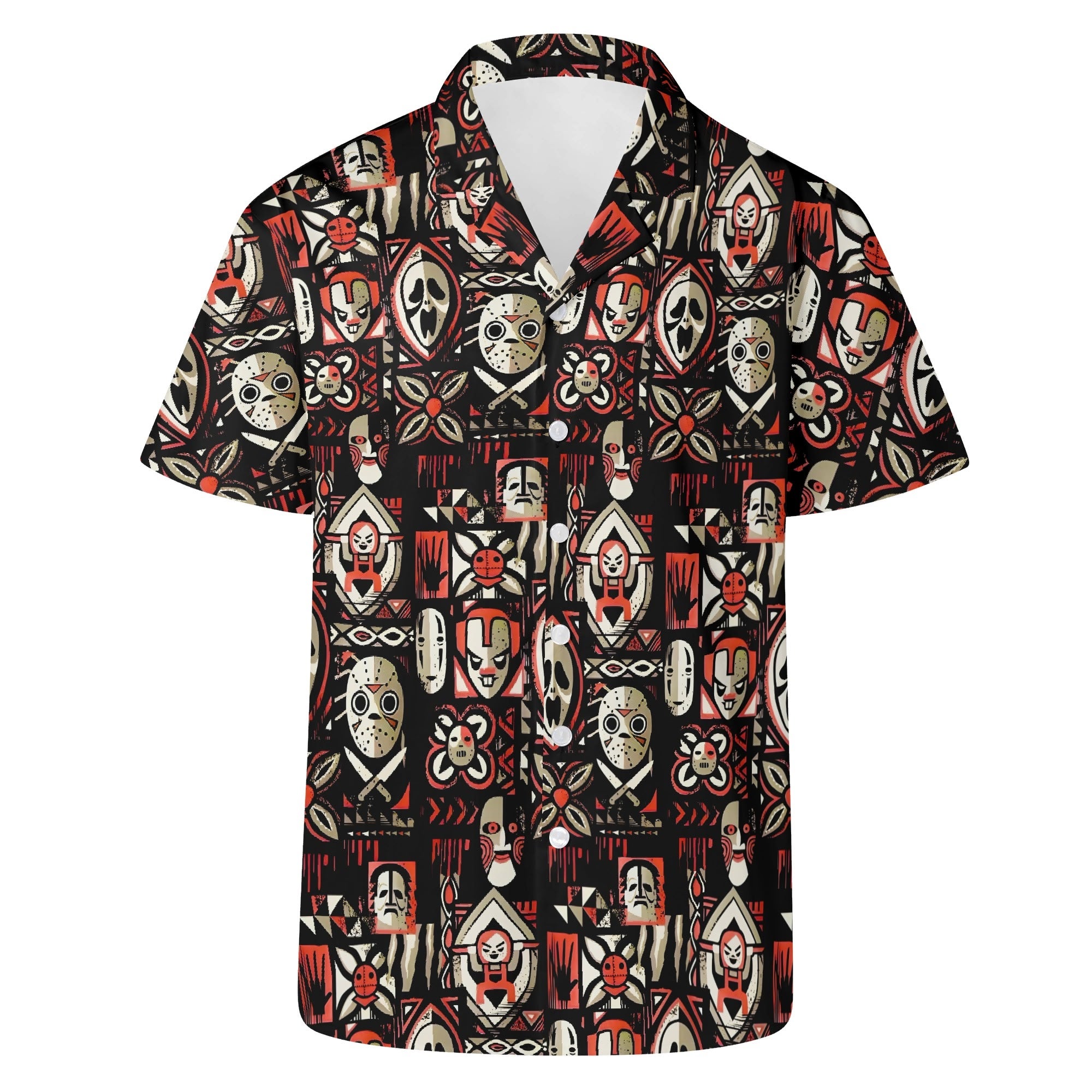 Tiki Horror Movies Mens Casual Hawaiian Shirt, up to 6XL