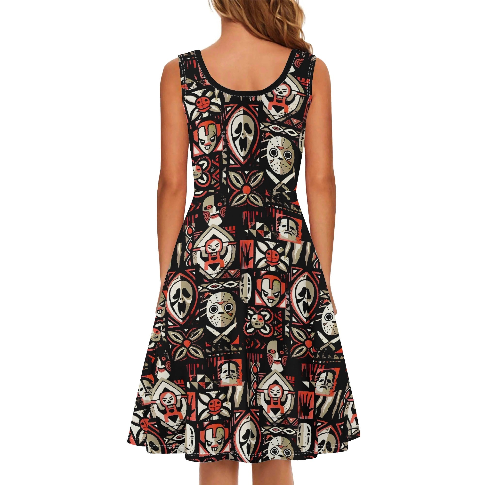 Tiki Horror Movies Womens Swing Dress, Tropical Sundress