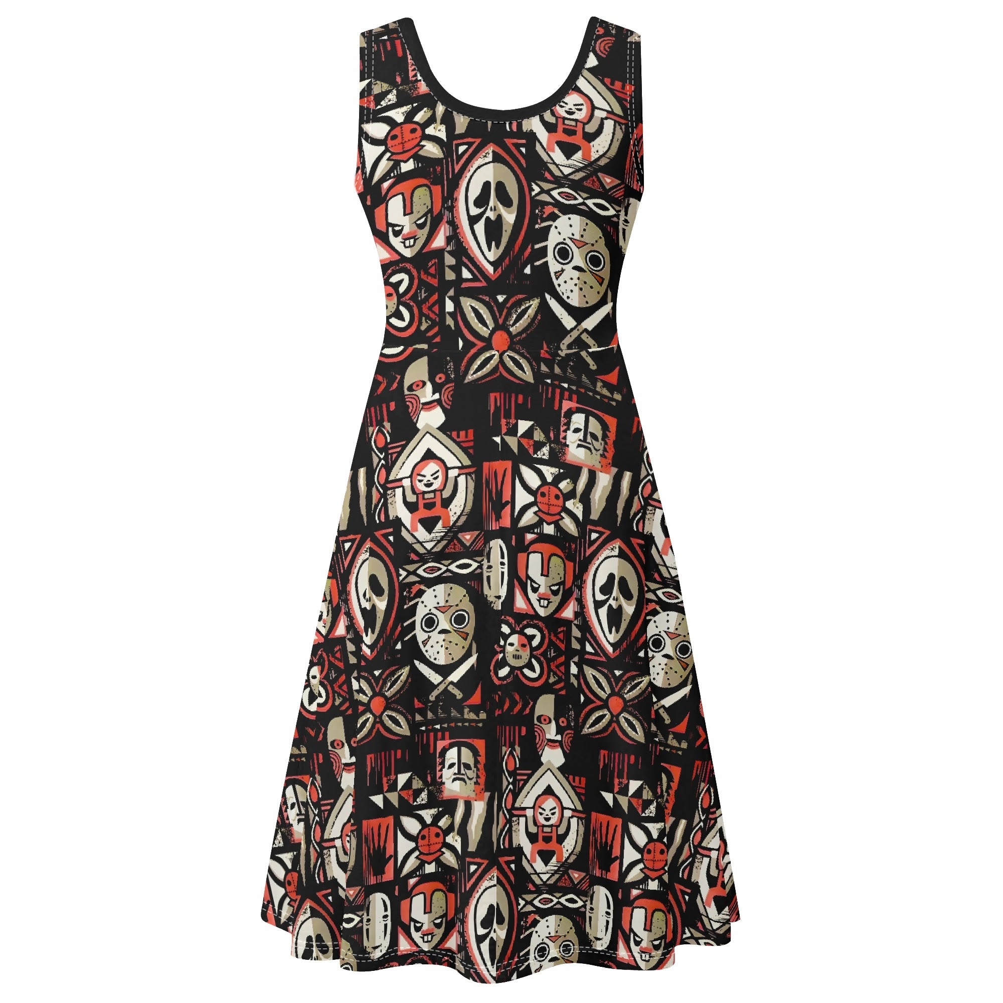 Tiki Horror Movies Womens Swing Dress, Tropical Sundress