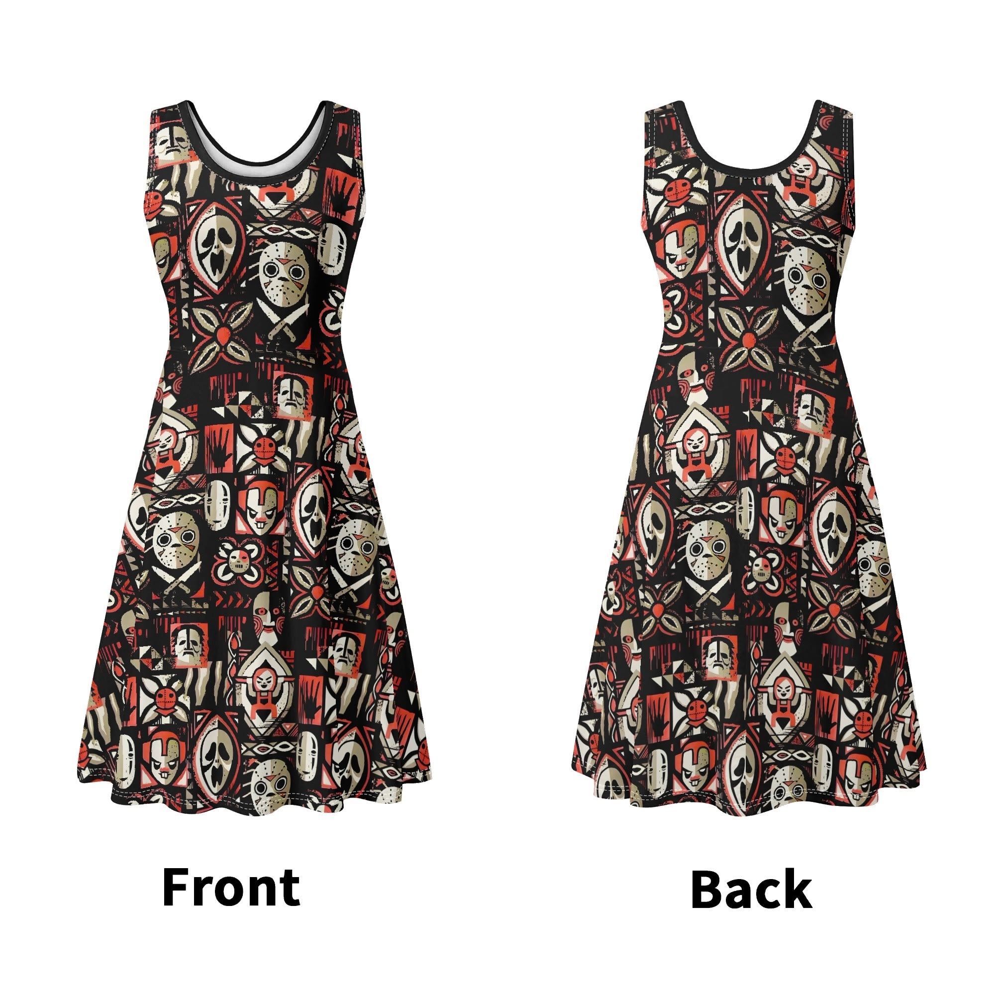Tiki Horror Movies Womens Swing Dress, Tropical Sundress