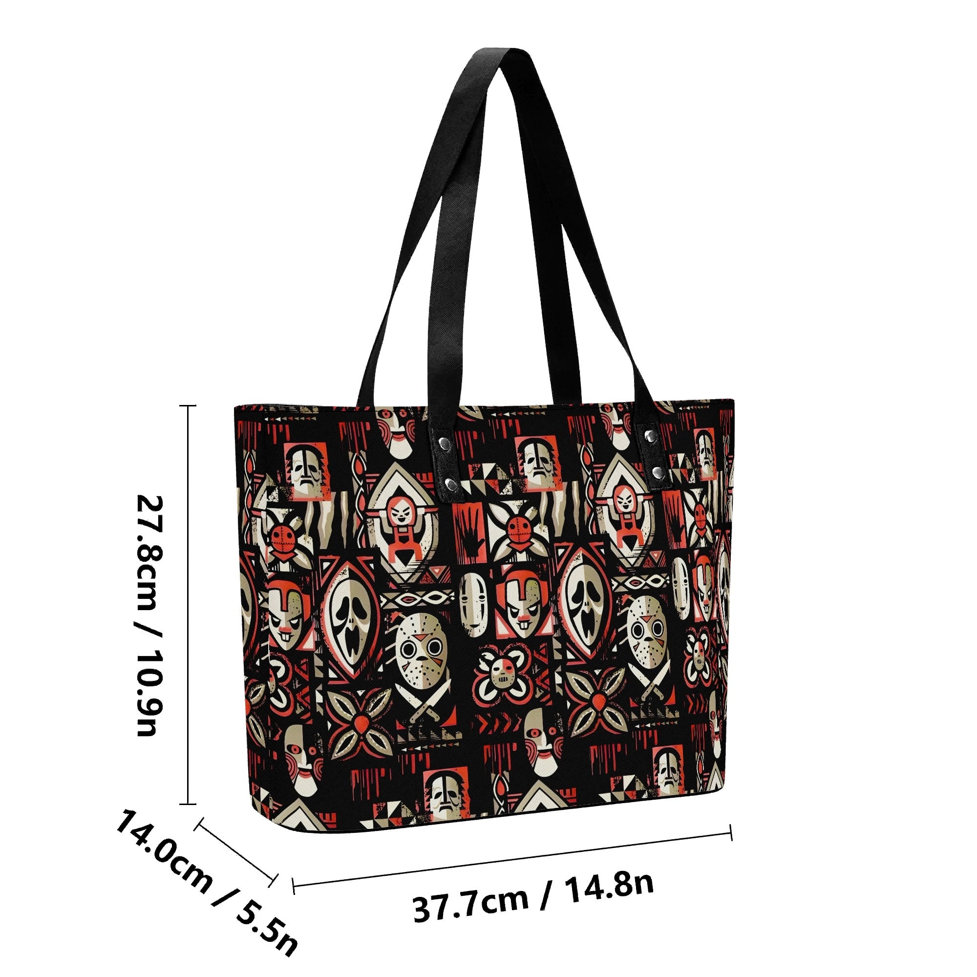 Tiki Horror Movies Vegan Leather Tote Bag