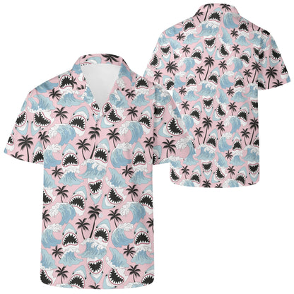 Shark Attack ! Funny Mens Casual Hawaiian Shirt, horror movie, Summerween