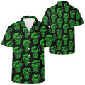 Demon Tiki Cocktail Hawaiian Shirt, Neon Green Spooky Summer Shirt