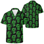 Demon Tiki Cocktail Hawaiian Shirt, Neon Green Spooky Summer Shirt