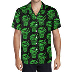 Demon Tiki Cocktail Hawaiian Shirt, Neon Green Spooky Summer Shirt