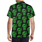 Demon Tiki Cocktail Hawaiian Shirt, Neon Green Spooky Summer Shirt