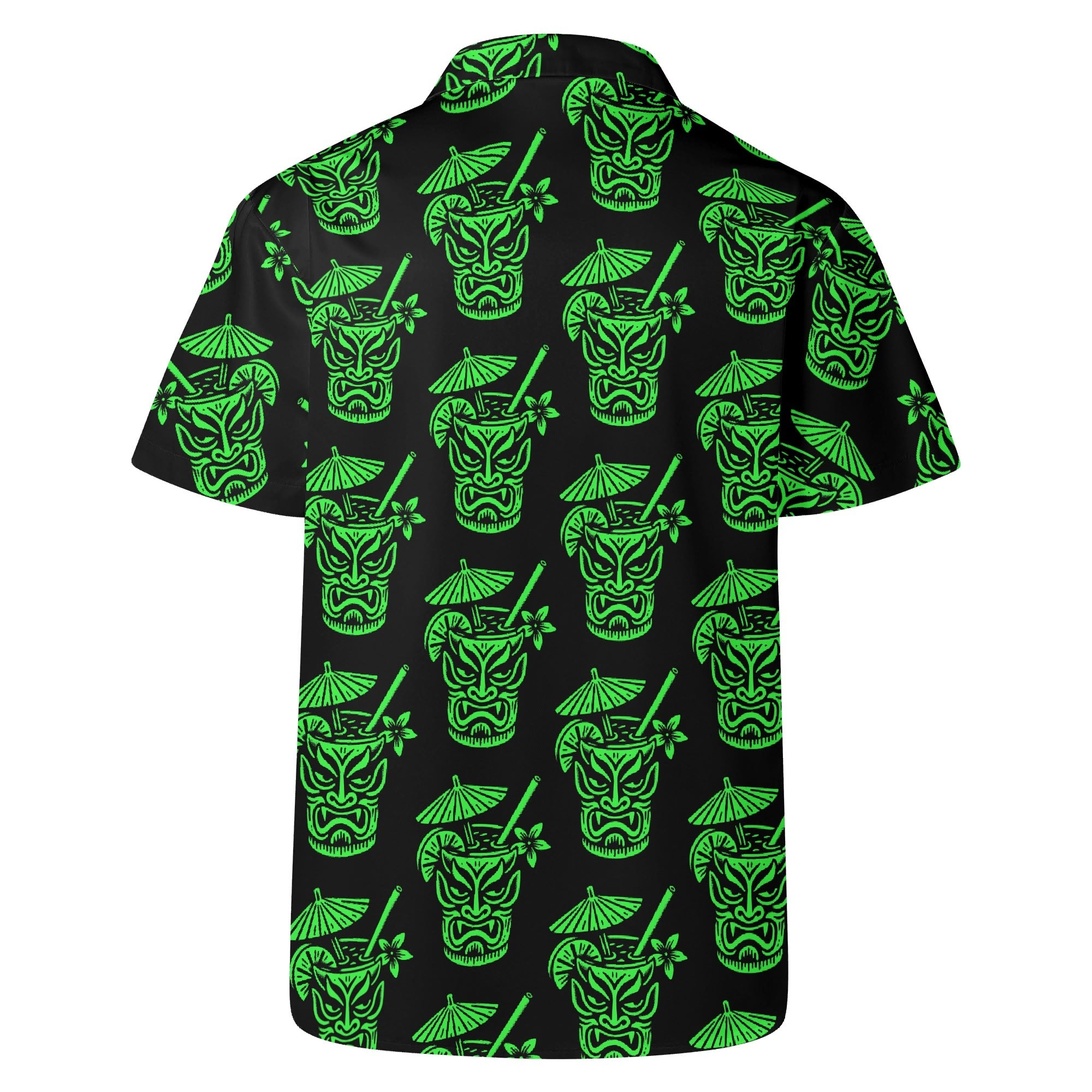 Demon Tiki Cocktail Hawaiian Shirt, Neon Green Spooky Summer Shirt