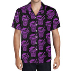 Demon Tiki Cocktail Hawaiian Shirt, Purple Spooky Summer Shirt