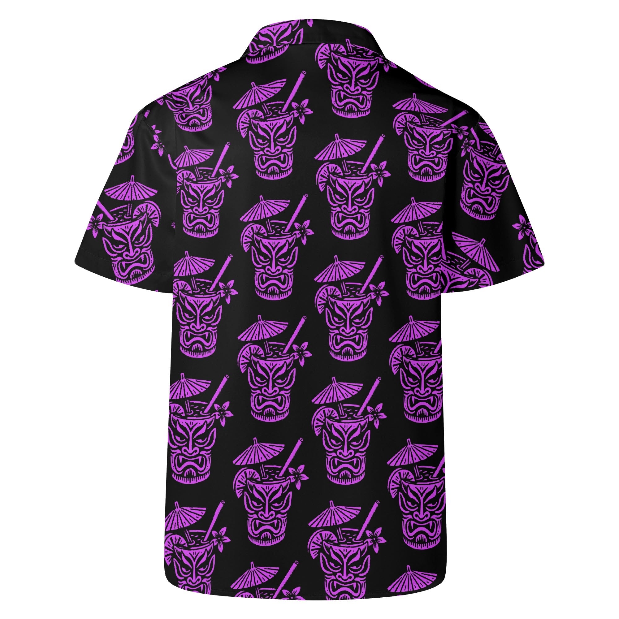 Demon Tiki Cocktail Hawaiian Shirt, Purple Spooky Summer Shirt