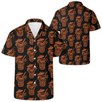Demon Tiki Cocktail Hawaiian Shirt, Pumpkin Orange Spooky Summer Shirt