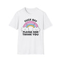 F*ck off please and thank you, Softstyle T-Shirt, rainbow, pastel, up to 5XL