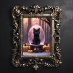 Black Cat Fine Art Print,  Dark Academia, Goth Wall Decor, Gothic Gallery Wall, Halloween Decor