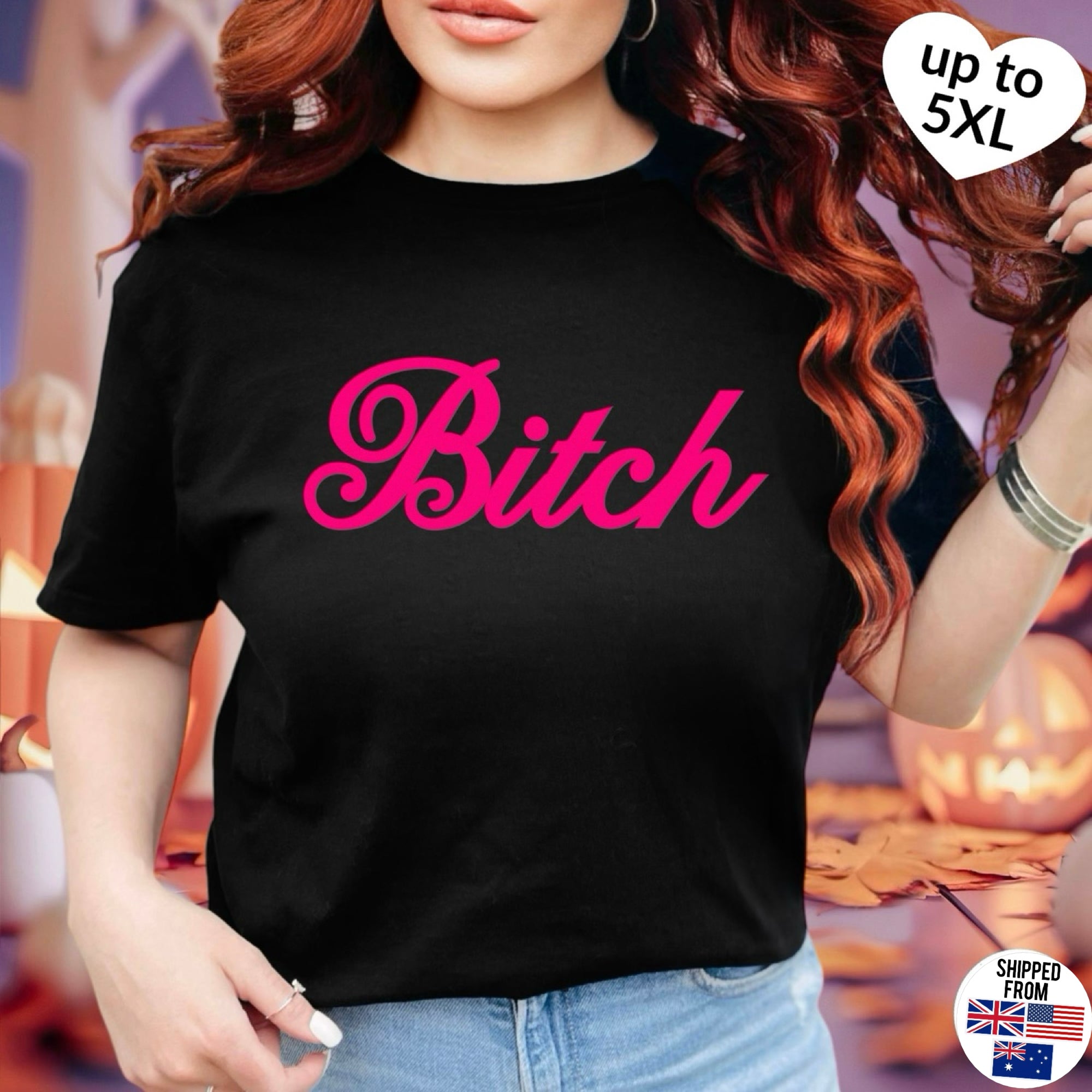 B*tch Softstyle T-Shirt, pink, girlie, Barbie, up to 5XL