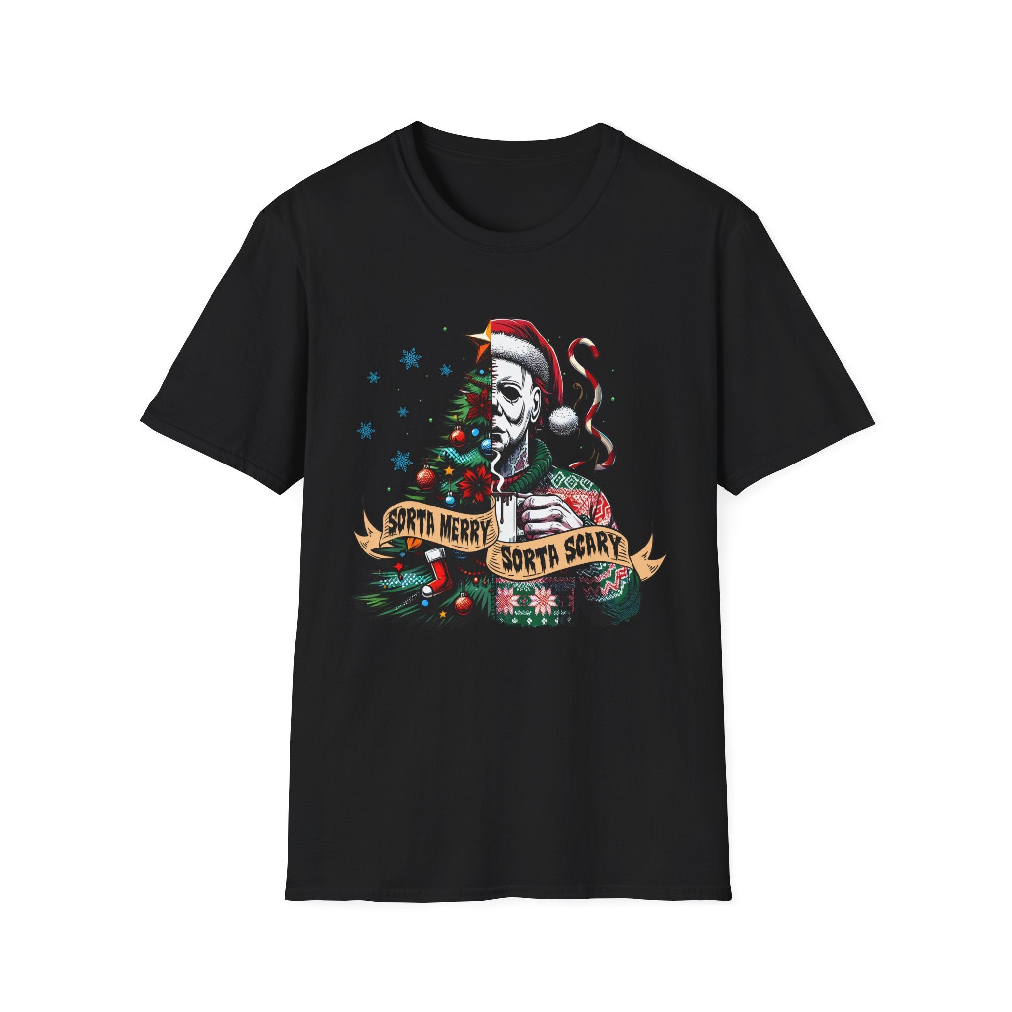 Sorta Merry Sorta Scary, Christmas Softstyle T-Shirt, up to 5XL, Michael Myers, Horror Movie, Spooky