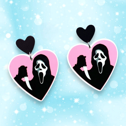 Scream Ghostface Horror movie earrings, 925 sterling silver, Strange Dollz Boudoir