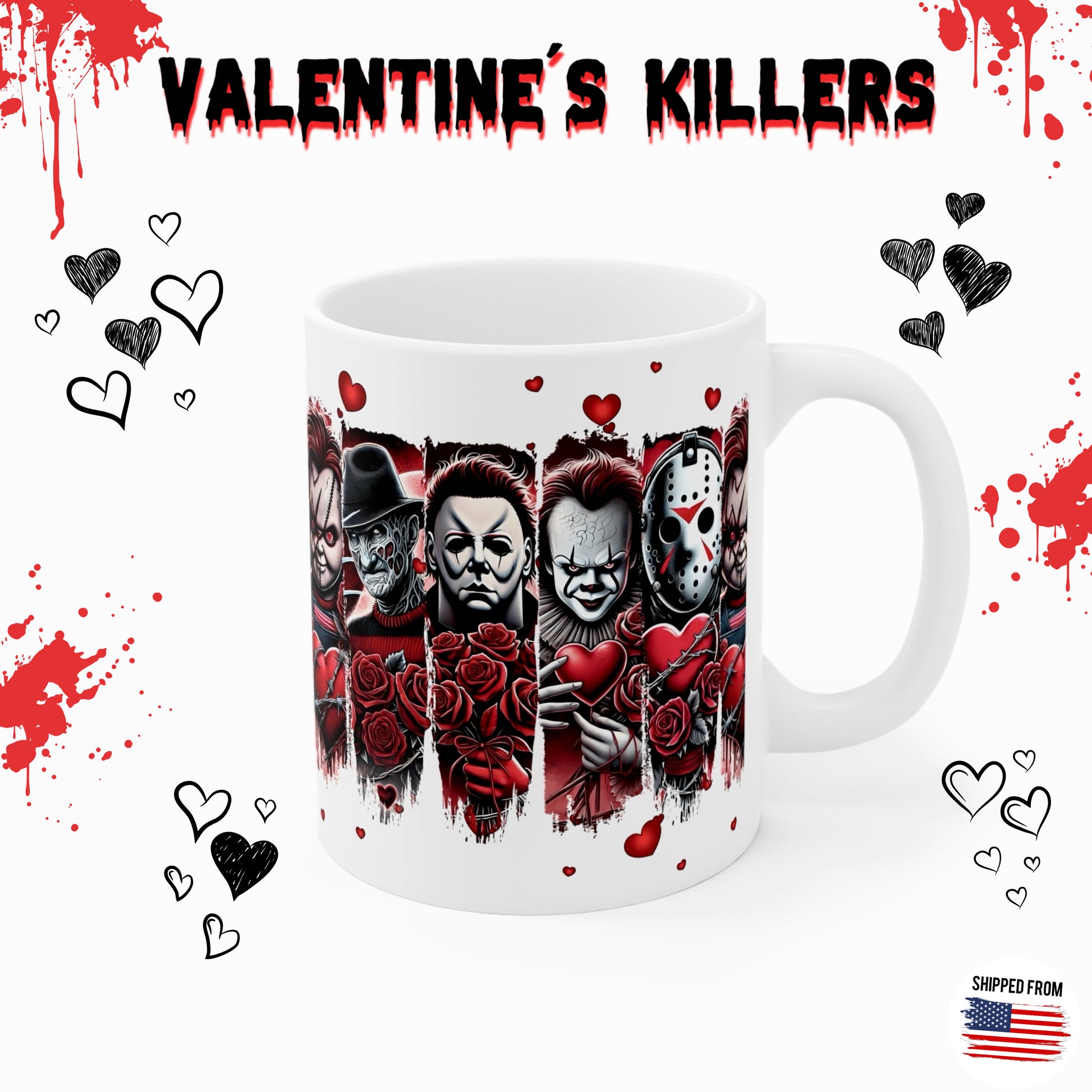 Valentines horror movie mug