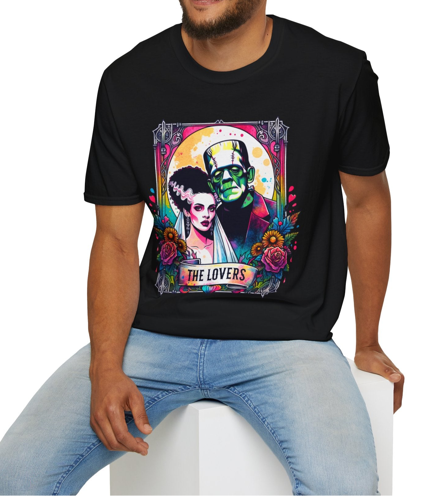 Frankenstein Tarot Card Softstyle T-Shirt, up to 5XL, Horror Movies, Halloween