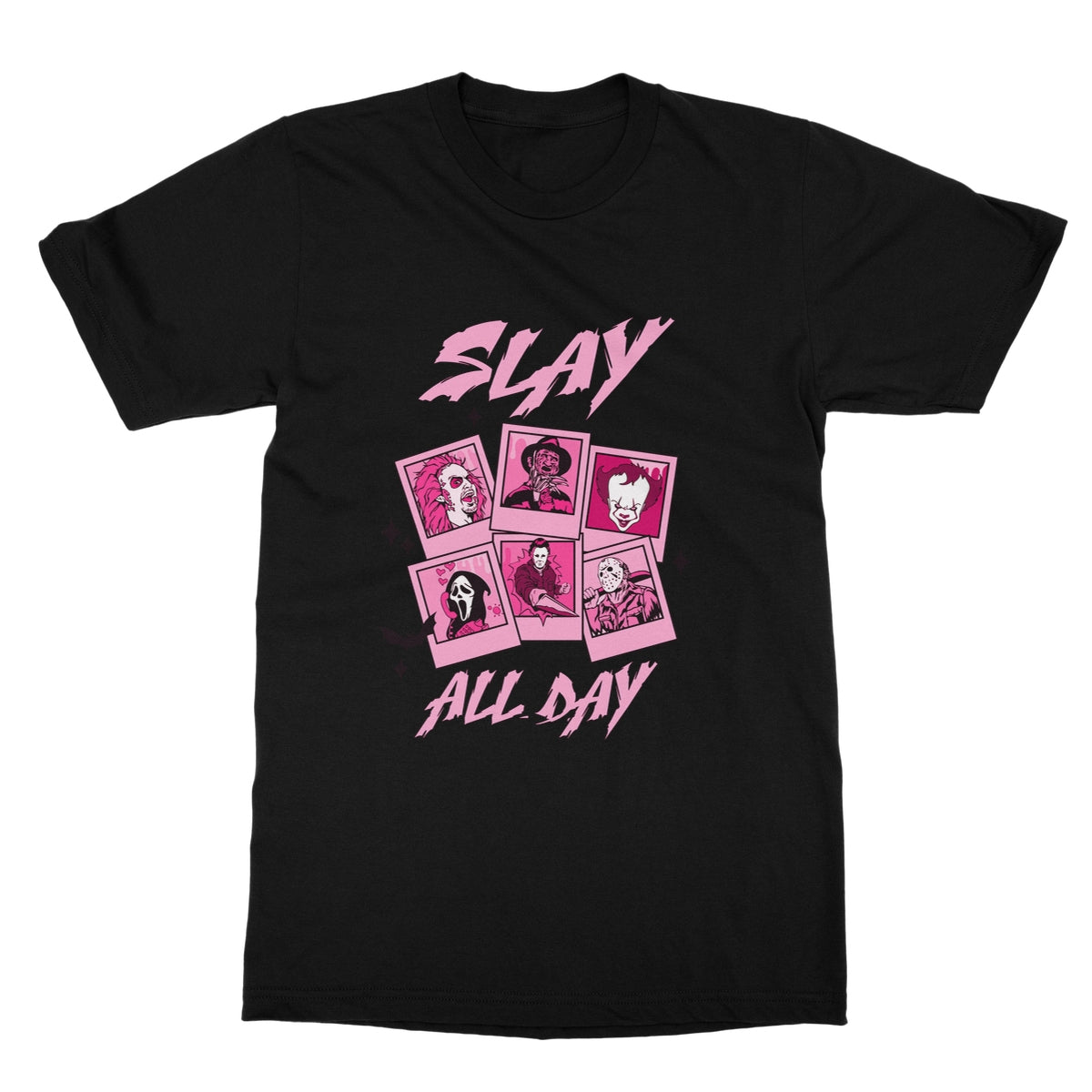 Slay all day, horror movies, Halloween Softstyle T-Shirt