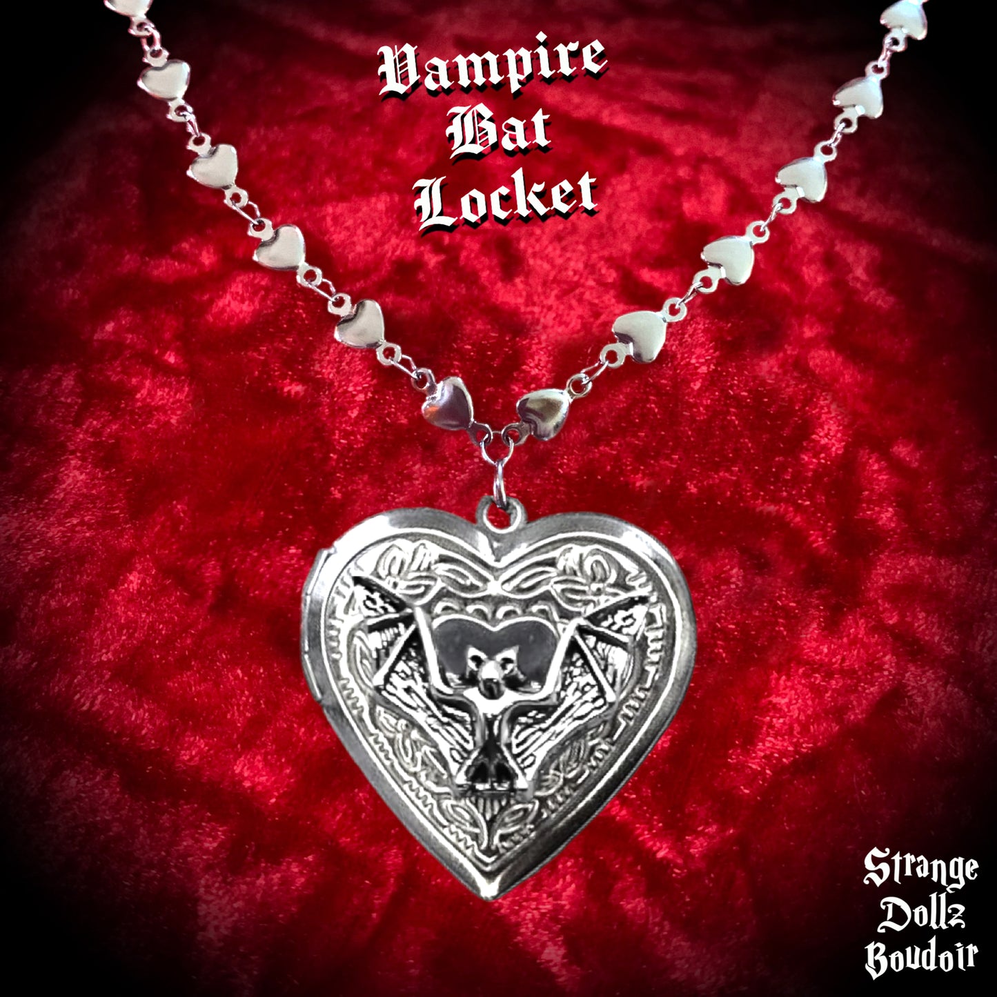 Vampire Bat Locket Necklace, Strange Dollz Boudoir