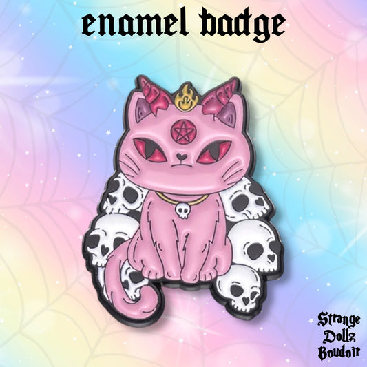 Demon cat enamel pin badge, Strange Dollz Boudoir