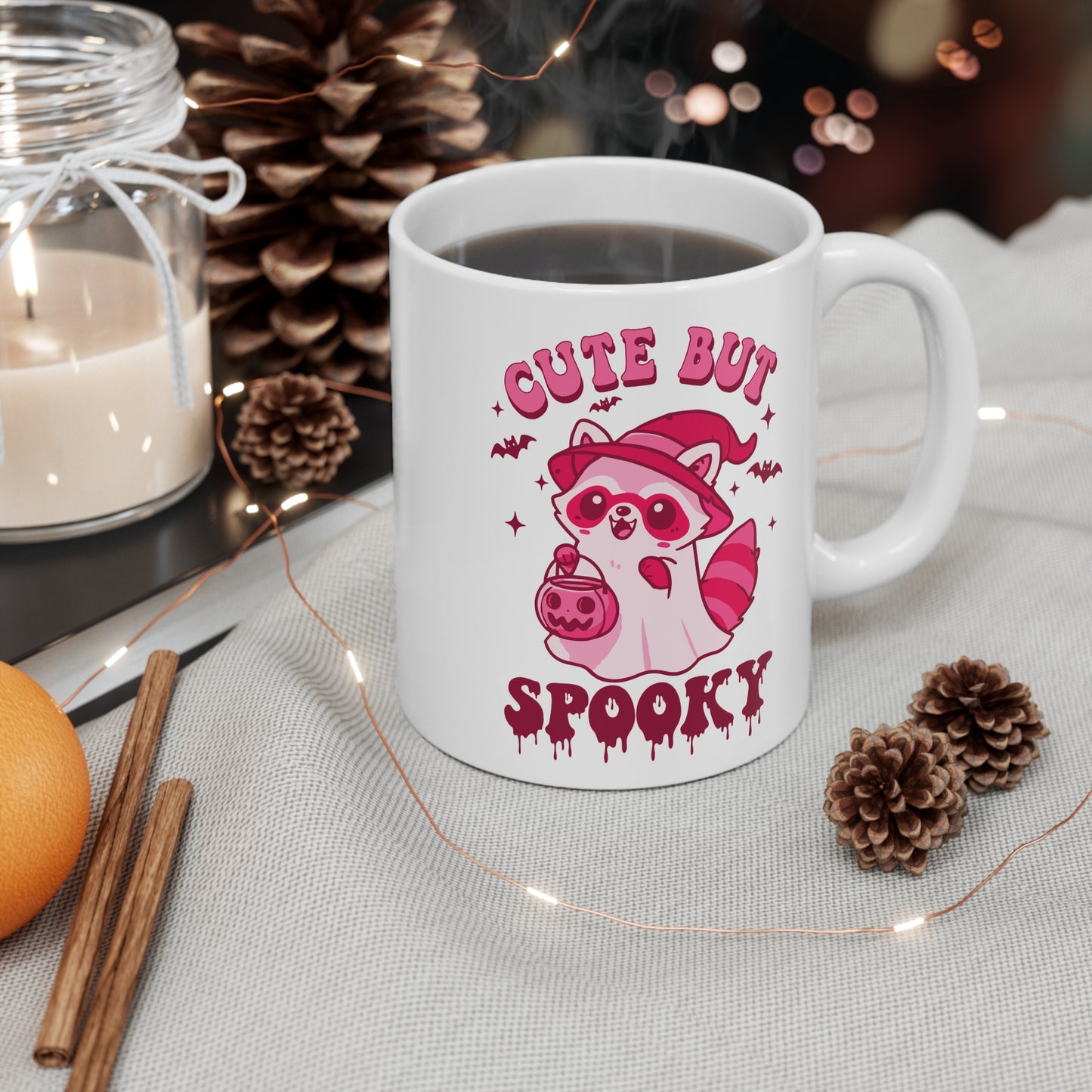 Cute but Spooky, Halloween Mug, cute Racoon