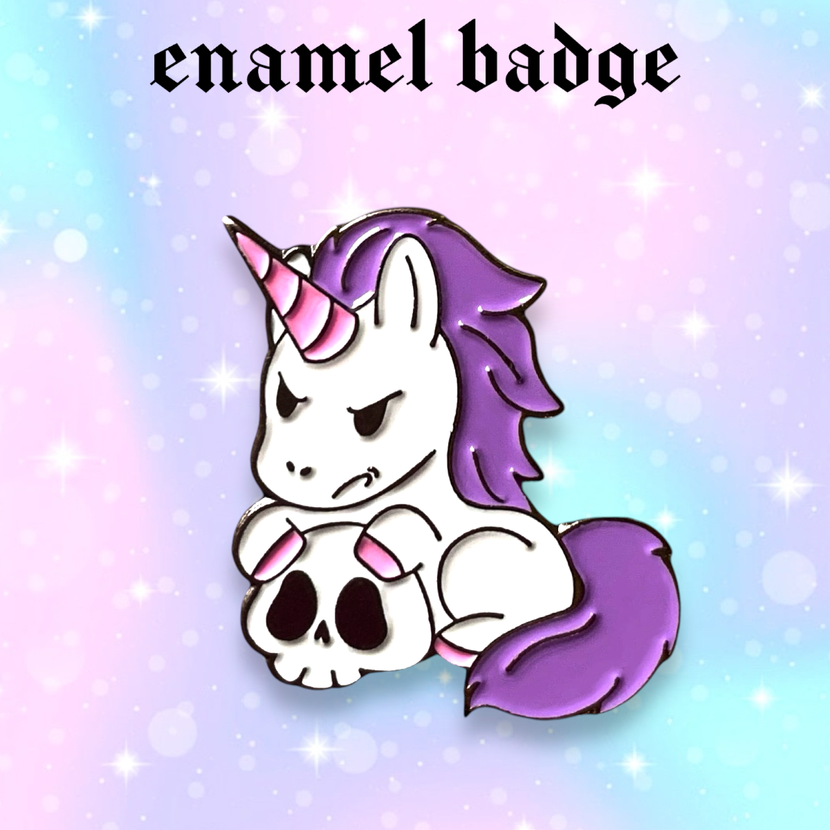 Spooky Unicorn enamel pin badge, Strange Dollz Boudoir