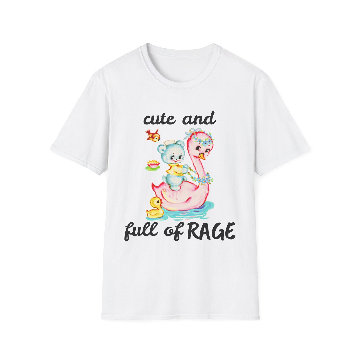 Cute and full of RAGE T-shirt, up to 5XL, cute bear and swan