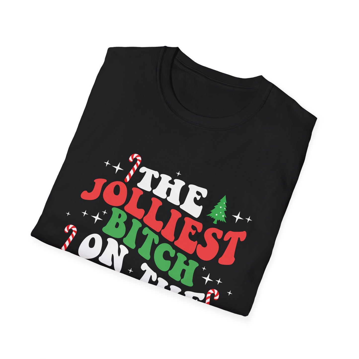 The Jolliest B*tch on the Naughty List, Christmas T-shirt, up to 5XL