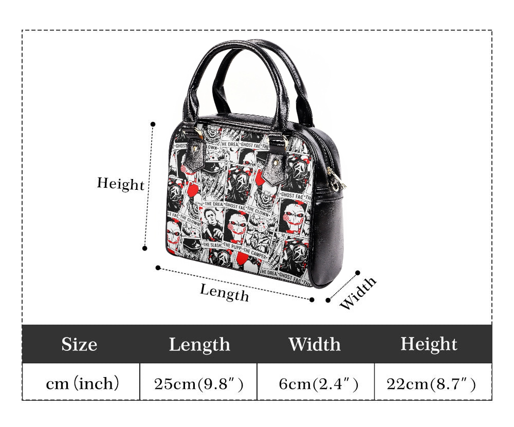 Horror Movies Vegan Leather Handbag, RED tarot cards