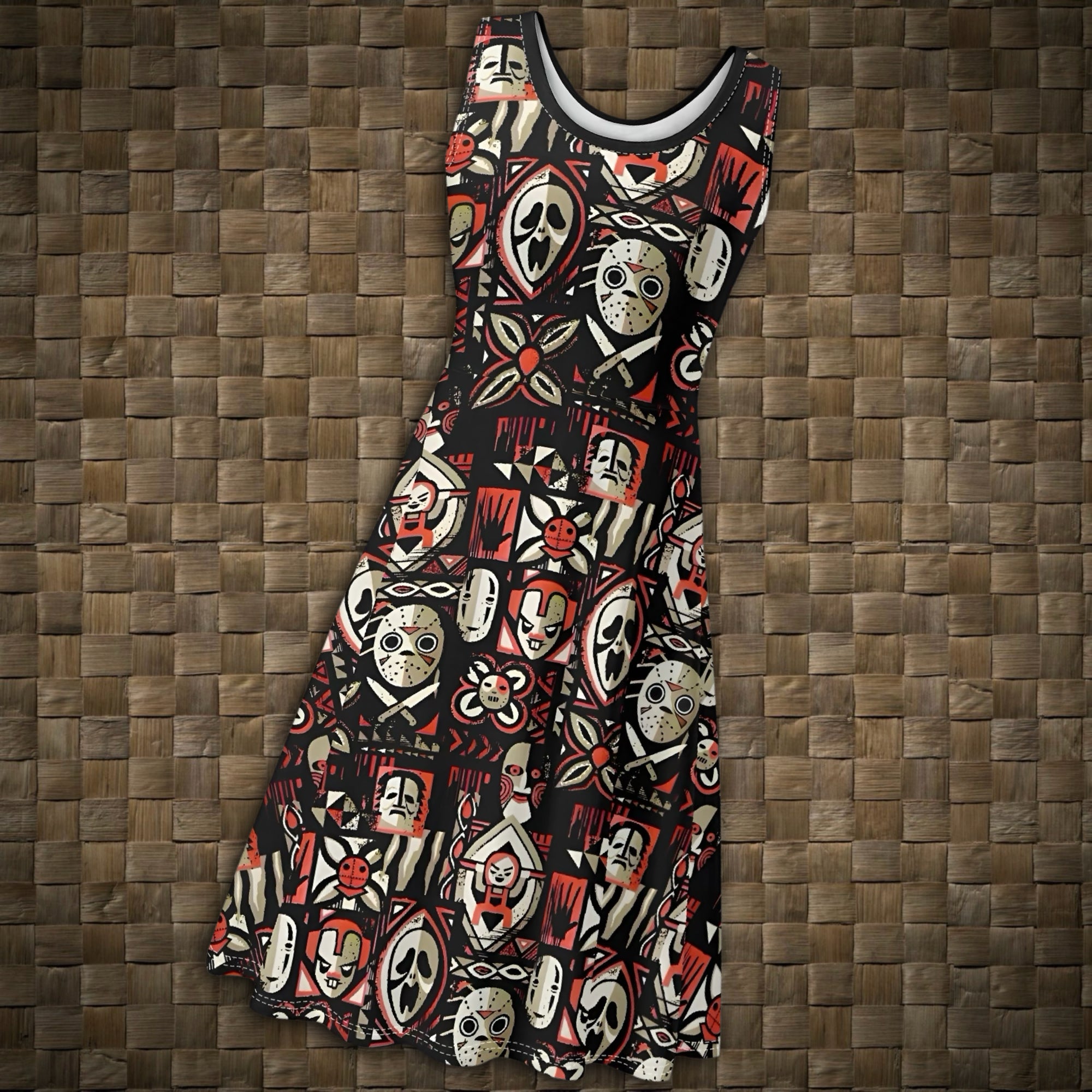 Tiki Horror Movies Womens Swing Dress, Tropical Sundress