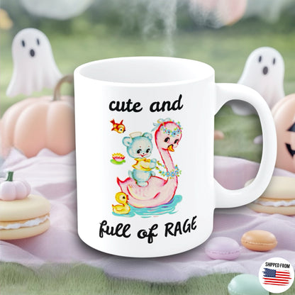 Cute and full of rage, kitsch mug