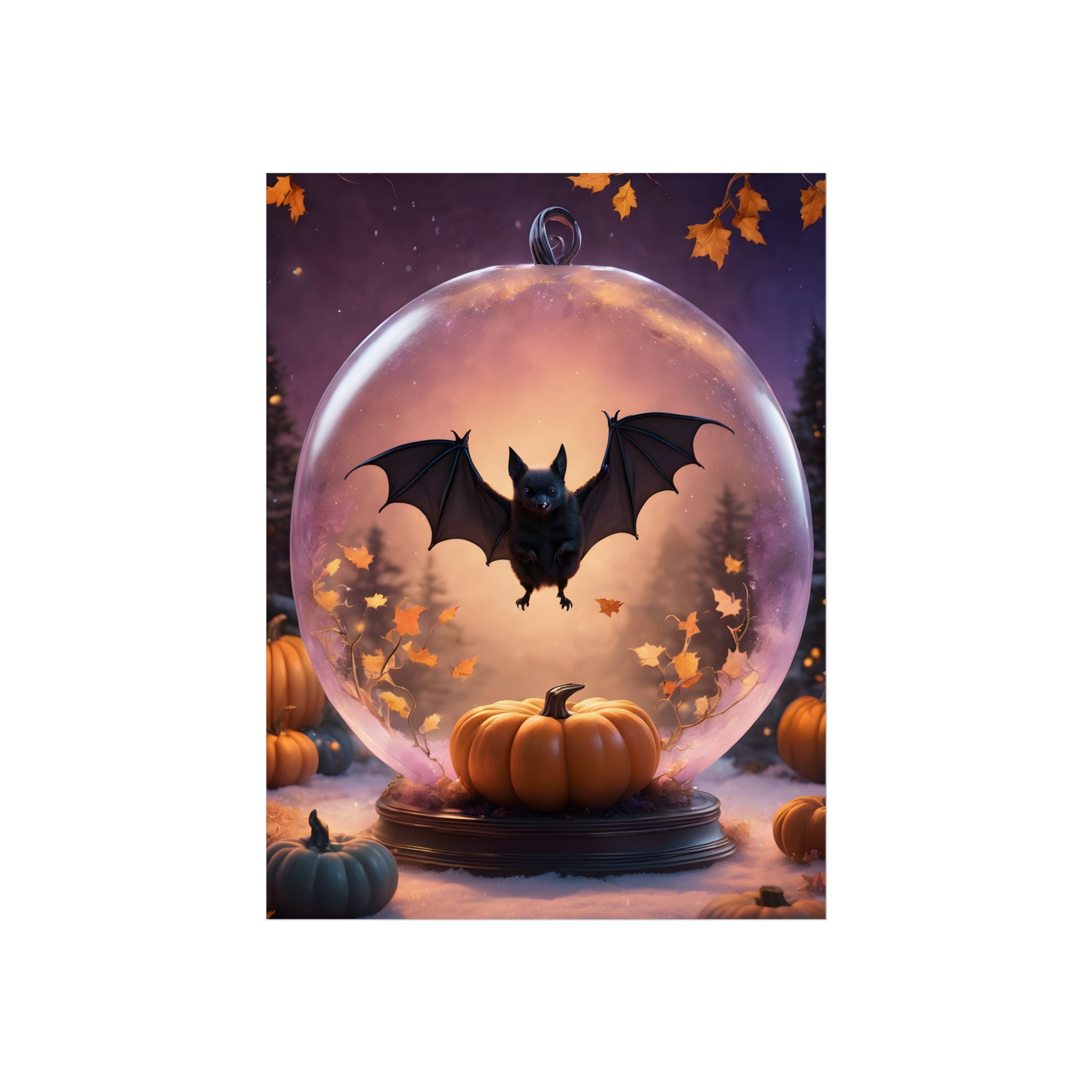Bat and Pumpkins Fine Art Print, Dark Academia, Goth Wall Decor, Gothic Gallery Wall, Halloween Decor