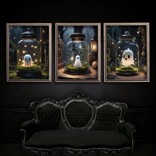 Cute Ghost Fine Art Print,  Dark Academia, Goth Wall Decor, Gothic Gallery Wall, Halloween Decor