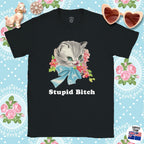 Stupid B*tch, cute kitten T-shirt, retro kitsch, Sassy Cat Lover T-Shirt