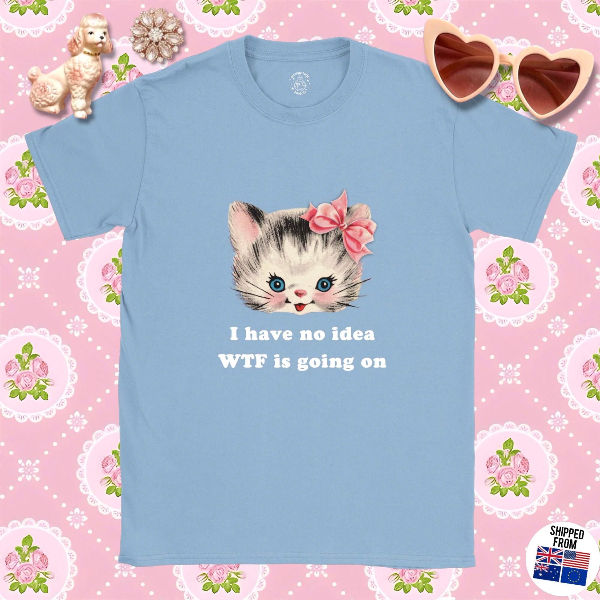 Cute silly kitten T-shirt, retro kitsch, WTF, Sassy Cat Lover T-Shirt