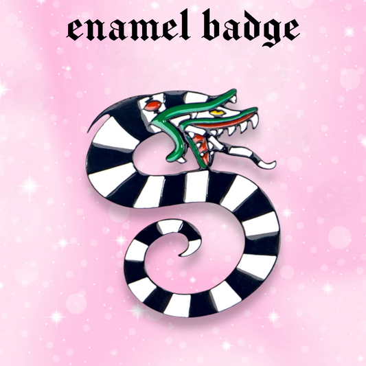 Beetlejuice Snake enamel pin badge, Strange Dollz Boudoir