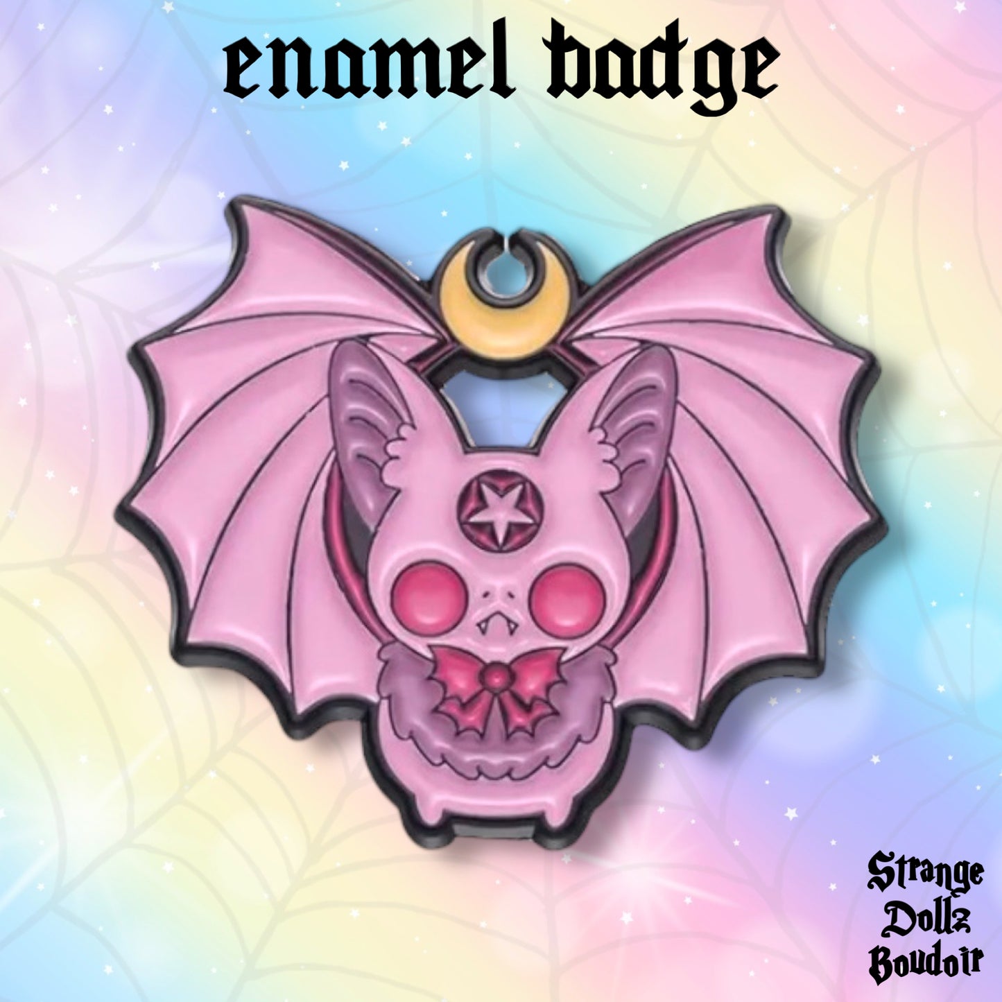 Demon bat enamel pin badge, Strange Dollz Boudoir