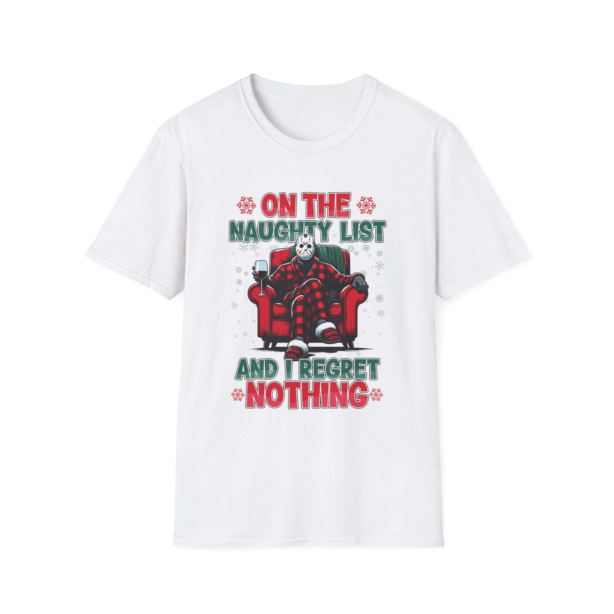 On the Naughty List, Christmas Softstyle T-Shirt, up to 5XL, Jason Voorhees, Horror Movie, Ugly Christmas Jumper