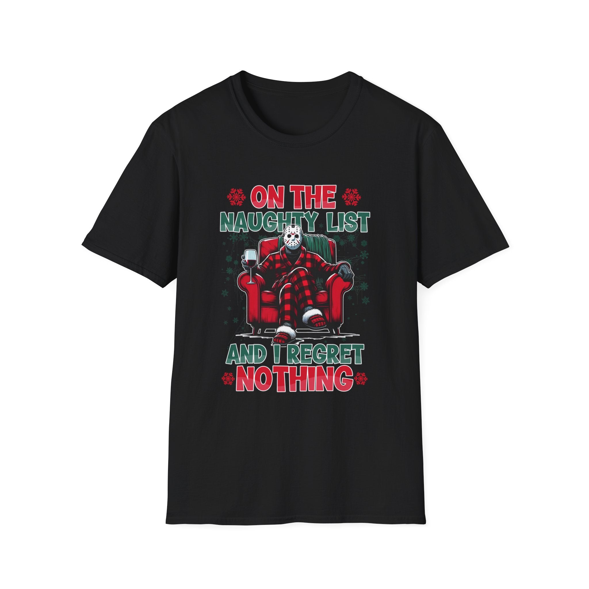 On the Naughty List, Christmas Softstyle T-Shirt, up to 5XL, Jason Voorhees, Horror Movie, Ugly Christmas Jumper