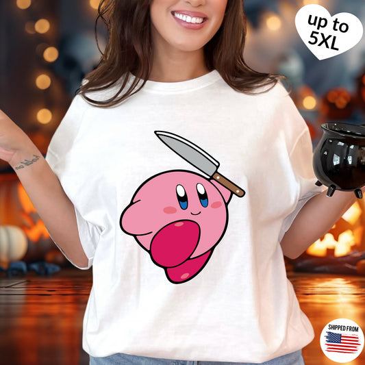 Kirby with knife T-shirt, up to 5XL