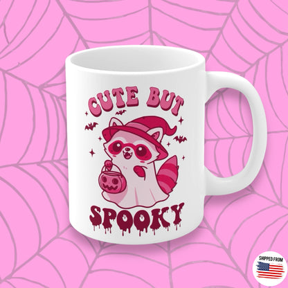 Cute but Spooky, Halloween Mug, cute Racoon