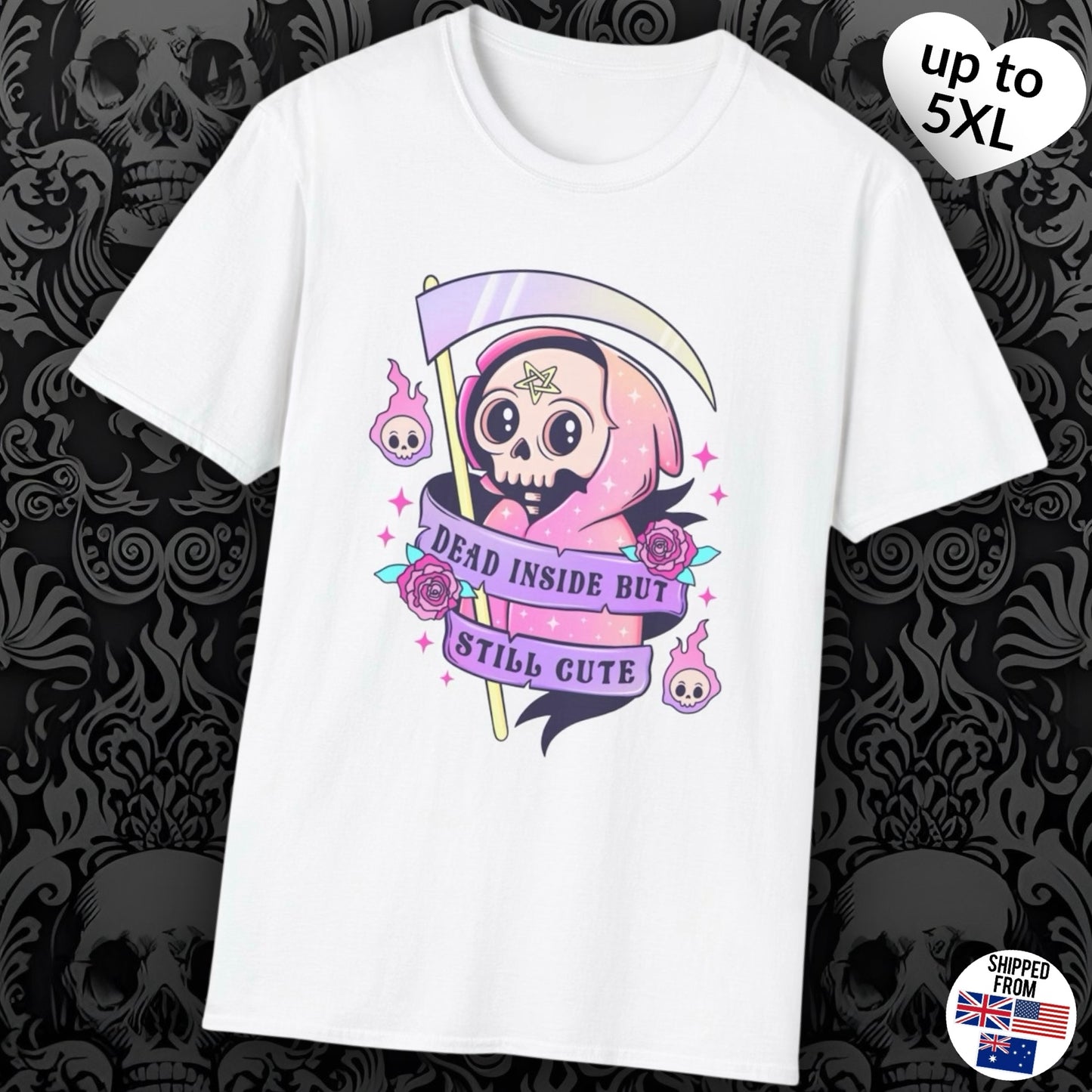 Dead inside but still cute, Softstyle T-Shirt, Halloween, kawaii, up to 5XL