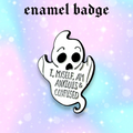 Anxious ghost badge, kawaii goth
