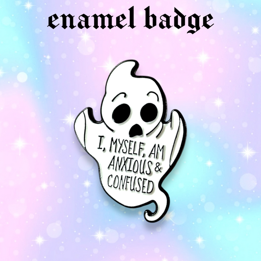 Anxious Ghost enamel pin badge, anxiety, Strange Dollz Boudoir