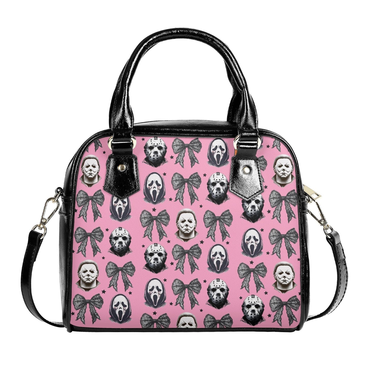 Coquette Horror Movies Pink Vegan Leather Handbag